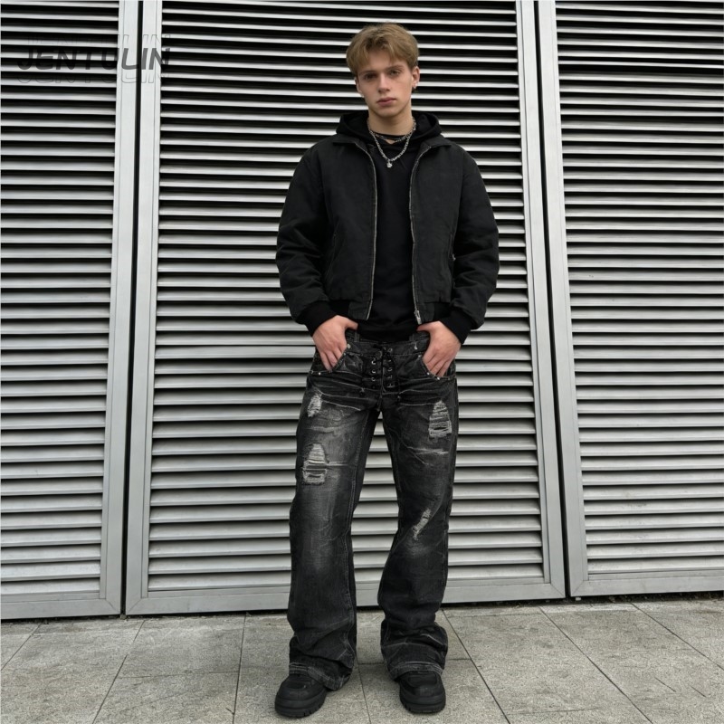 Men'S Fashion Jeans And Boots - Джинсы Y2K в стиле ретро с