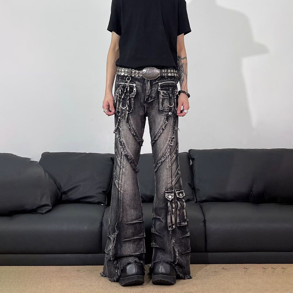 Men'S Fashion Jeans And Boots - Мужские джинсы Y2K с бахромой и