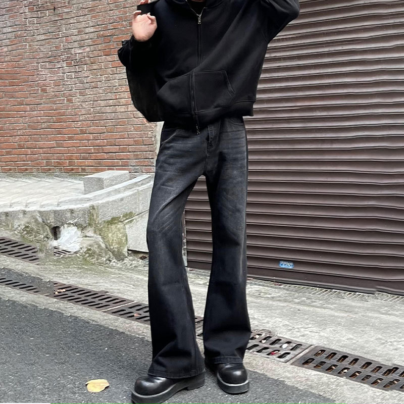 Men'S Fashion Jeans And Boots - Мужские черные однотонные прямые простые повседневные