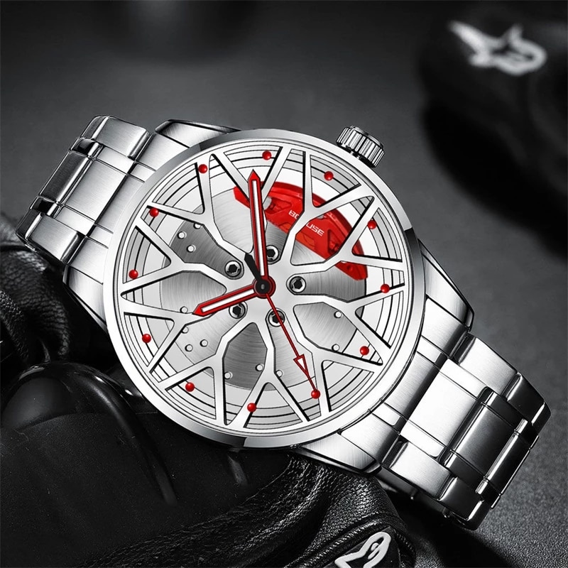 Men'S Fashion Hub - Модные мужские часы с автомобильным колесом,