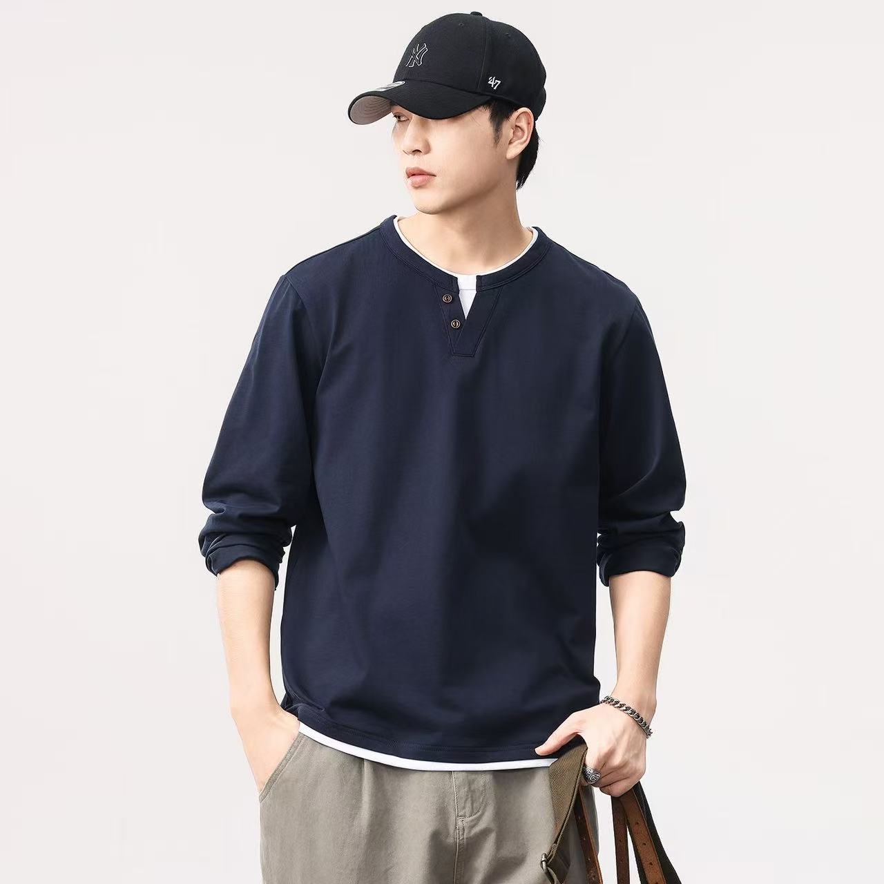 Men'S Fashion Color - Новая весенне-осенняя мужская однотонная рубашка с