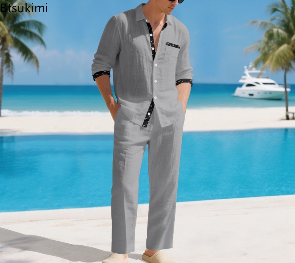 Мужской комплект из льняной см – обзор и цена Linen Shirt Summer
